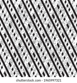 253 Seamless pattern with interweave black and white streaks. Seamless vector illustration eps 10.