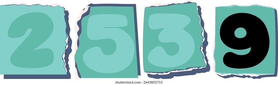 2539 Retro torn paper number Design art