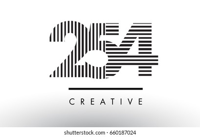 254 Black and White Number Logo Design with Vertical and Horizontal Lines.