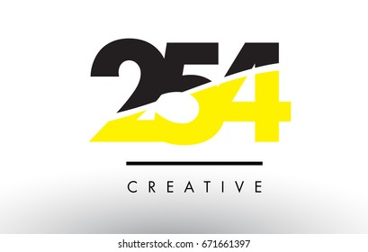 254 Black and Yellow Number Logo Design cut in half.