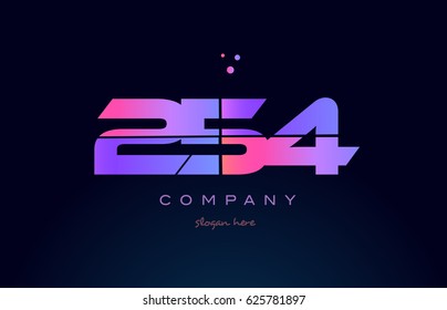 254 pink blue purple number digit numeral dots creative company logo vector icon design template