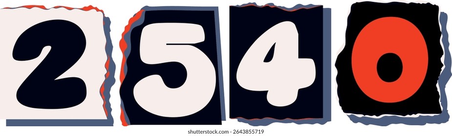 2540 Retro torn paper number Design art