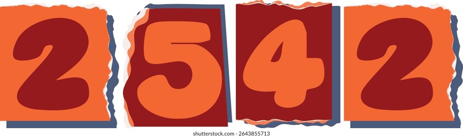 2542 Número de papel rasgado retro Design art