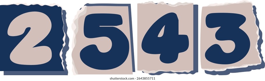 2543 Retro torn paper number Design art