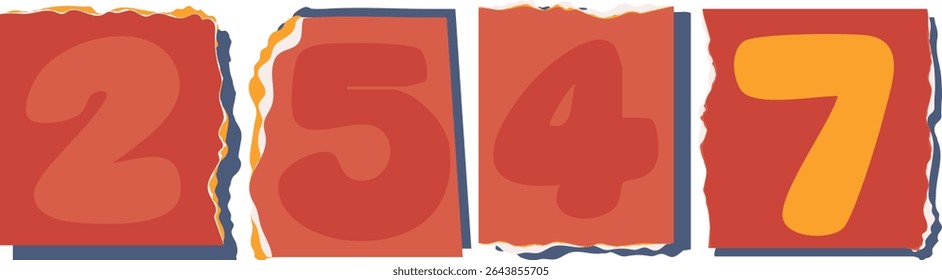 2547 Retro torn paper number Design art