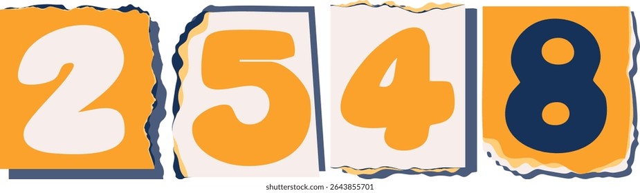 2548 Retro torn paper number Design art