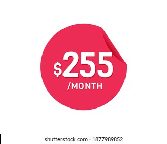 $255 Dollar Month. 255 USD Monthly sticker