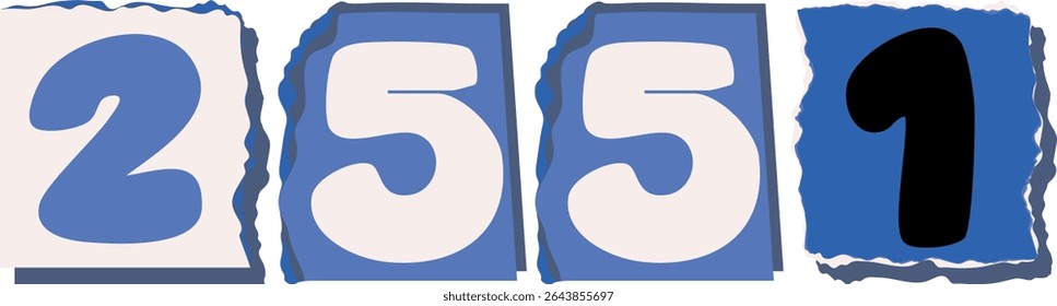 2551 Retro torn paper number Design art