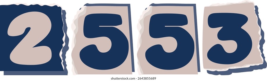 2553 Retro torn paper number Design art