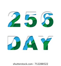 256 day text with paper cut layers 3d effect on a white background