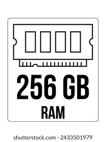 256 GB RAM. Ram memory vector, speed and technological processing concept, computer hardware