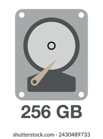 256 GB vector. Hard disk design, data storage and backup concept