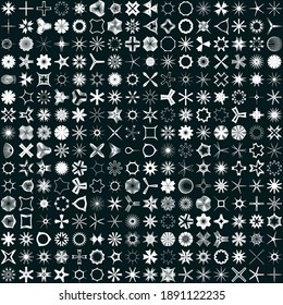 256 Geometric mandala - Radial, Circular motif set