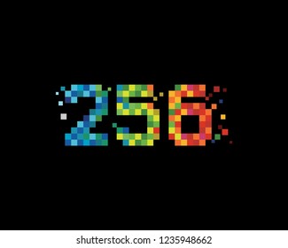 256 number pixelated logo