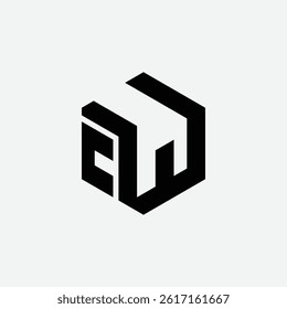 256 a rectangle polygon hexagon shape alphabet word letter geometric educational learning logo C W