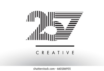 257 Black and White Number Logo Design with Vertical and Horizontal Lines.