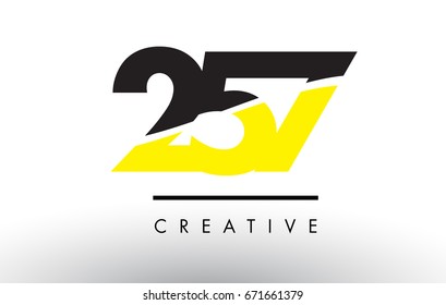 257 Black and Yellow Number Logo Design cut in half.