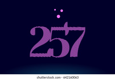 257 number digit logo pink line stripes magenta purple blue font creative text dots company vector icon design