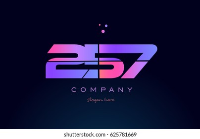 257 pink blue purple number digit numeral dots creative company logo vector icon design template