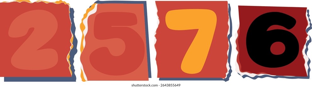 2576 Retro torn paper number Design art