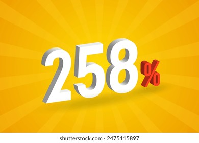 258% discount 3D text for sells and promotion.