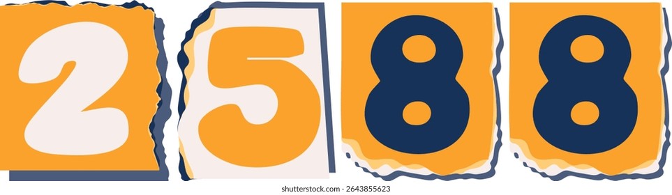 2588 Retro torn paper number Design art