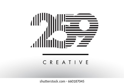 259 Black and White Number Logo Design with Vertical and Horizontal Lines.