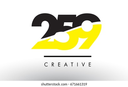 259 Black and Yellow Number Logo Design cut in half.