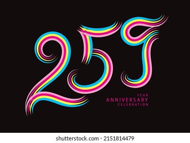 259 number design vector, graphic t shirt, 259 years anniversary celebration logotype colorful line, 259th birthday logo, Banner template, logo number elements for invitation card, poster, t-shirt.