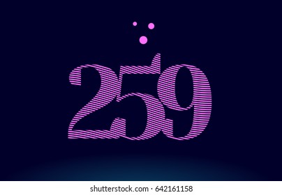 259 number digit logo pink line stripes magenta purple blue font creative text dots company vector icon design