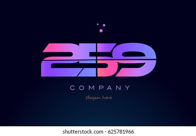 259 pink blue purple number digit numeral dots creative company logo vector icon design template