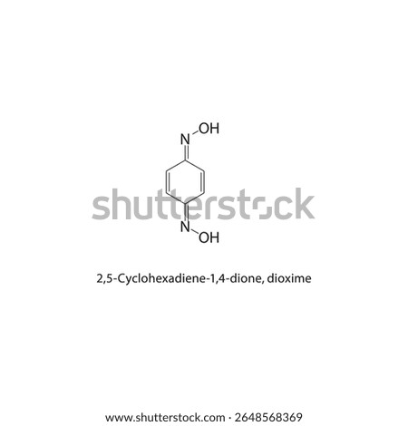 2,5-Cyclohexadiene-1,4-dione, dioxime skeletal structure. Quinonoid compound schematic illustration. Simple diagram, chemical formula.