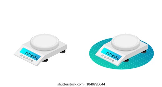 2.5D Isometric View Dimetric 2:1 Ratio Lab Analytical Weighing Scale Science Equipment Experiment Vector Illustration Isolated On White Background