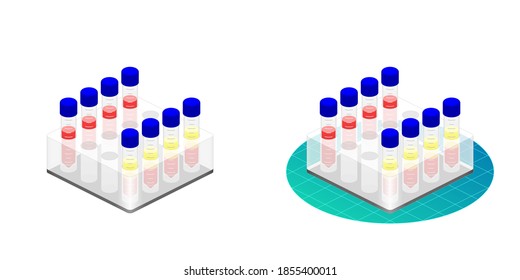 2.5D Vista Iométrica Laboratorio Médico Centrifuge Tubo Fijado En Material De Producción Material Experimental Ilustración Aislada En Fondo Blanco
