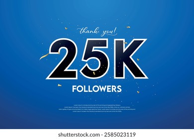 25k followers celebration with beautiful background. design vector.