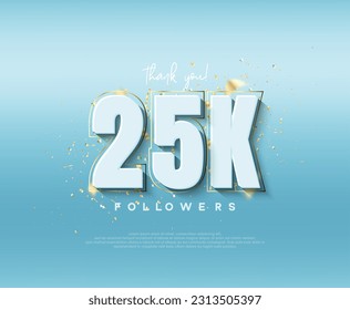 25k followers celebration. with modern luxury figures.