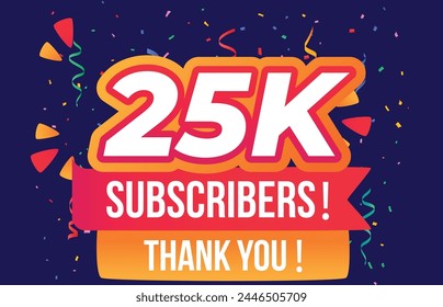 25K subscribers, 25000 subscribers thank you. celebration modern colorful design svg