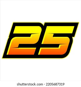25RACING NUMBER ORANGE YELLOW GRADIENT