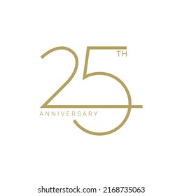 25th, 25 Year Anniversary Logo, Golden Color, Vector Template Design element for birthday, invitation, wedding, jubilee and greeting card illustration.