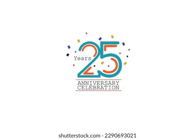 25th, 25 years, 25 year anniversary 2 colors blue and orange on white background abstract style logotype, vector design for celebration vector