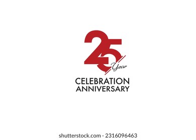 25, 25 años, 25 años aniversario con color rojo aislado en fondo blanco, diseño vectorial para vectores de celebración