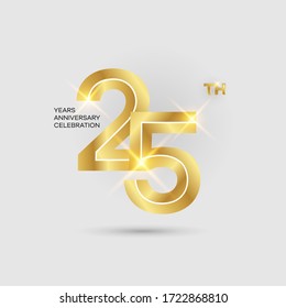 25th 3D gold anniversary logo isolated on elegant background, vector design for celebration purpose  