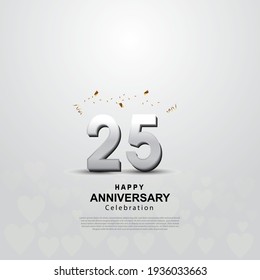 25th anniversary background with 3D number illustration