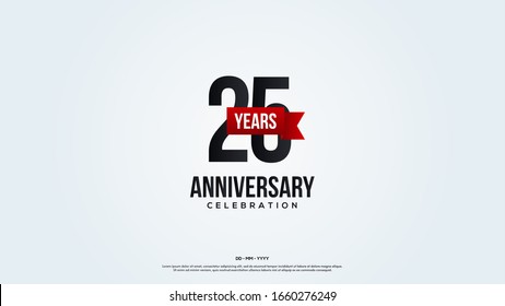 25th anniversary background with illustrations of numbers in a circle with writing on the ribbon.
