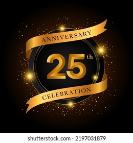 25th anniversary celebration. Golden anniversary celebration template design, Vector illustrations.