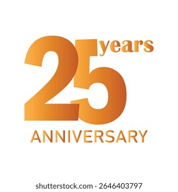 25th Anniversary Celebration Logo – Elegant and luxury Vector Icons for Milestone Celebrations in golden color.
