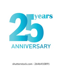 25th Anniversary Celebration Logo – Elegant and luxury Vector Icons for Milestone Celebrations in blue color.