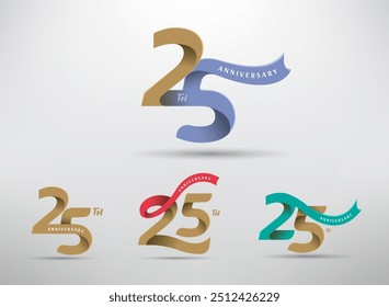 25th anniversary celebration logotype with alternative number and ribbon design