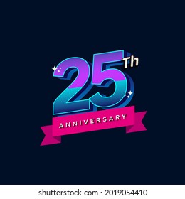 25th anniversary celebration logotype colorful design. Simple and retro anniversary logotype design. svg