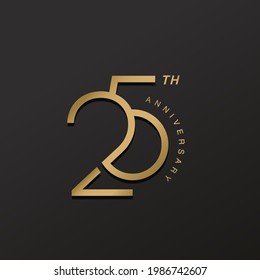 25th anniversary celebration logotype with elegant number shiny gold design